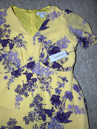 Neu mit Etikett Liz Claiborne Damen gelb Blumen Etui-Kleid Größe 12 Kurzarm $ 74 - Bild 1 von 5