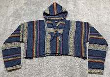 ART-MAZ Mexican Pullover Poncho Hippie SizeLarge Unisex Cropped Hippie Woven