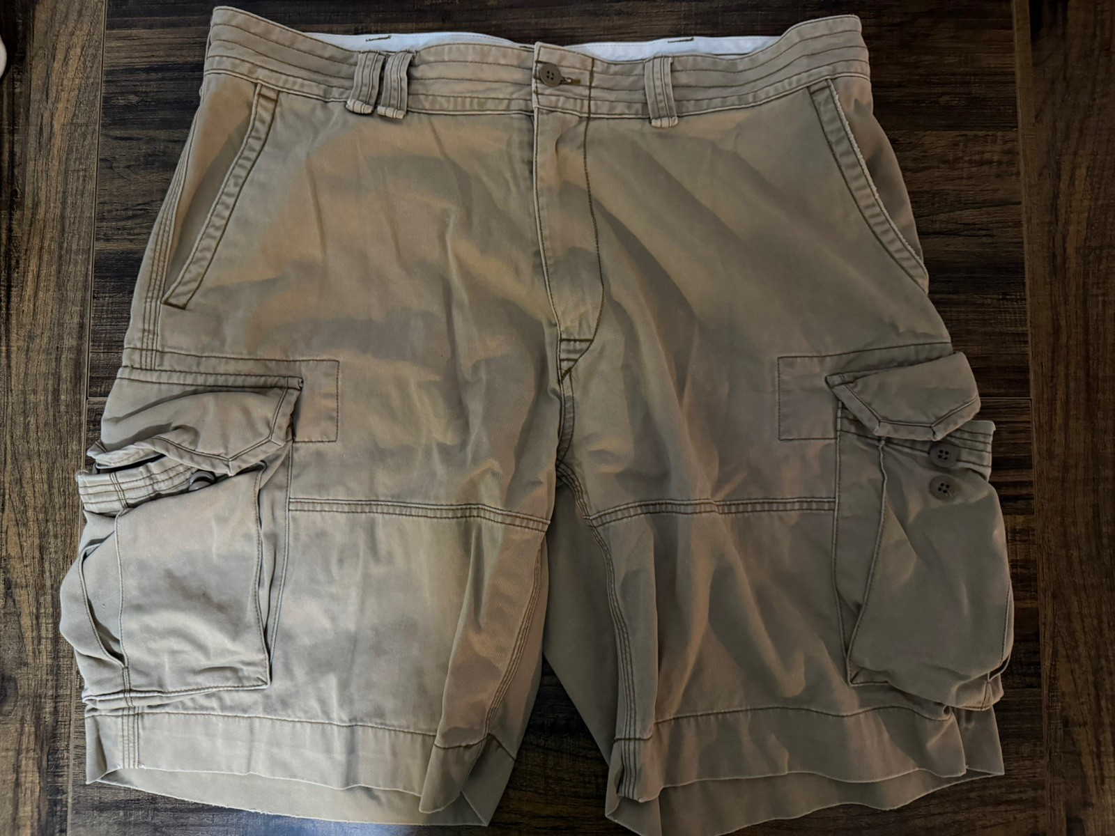 Polo Ralph Lauren Cargo Shorts Mens 38 Khaki Inseam Heavy Cotton Y2K EUC