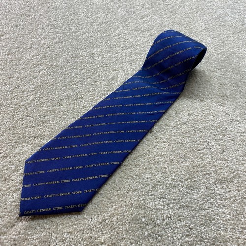 Casey's General Store Silk Necktie Mens OS Blue Gold Logo Pattern Corporate Tie