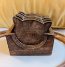 Wood Owl Crafted Coaster Set Of Six With Holder MCM Owl Cabin Collectible Decor  — photo 5