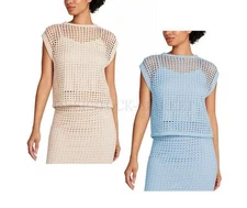 NEW! WOMENS STEVE MADDEN PULLOVER SLEEVELESS BOXY FIT KNIT CROCHET TOP!  VARIETY