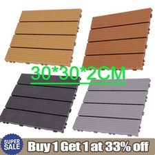 11 x WPC Garden Decking Floor Tiles Patio Interlocking Composite Boards 30x30cm