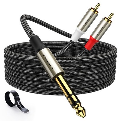 1/4 to Dual RCA Audio Cable 20 FT, Gold Plated Copper Shell Heavy Duty 6.35mm...