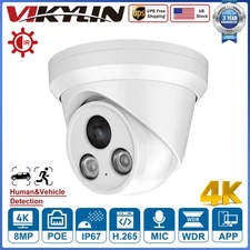 VIKYLIN 4K 8MP IR Night Vision Security IP Camera Turret Built-in MIC Waterproof