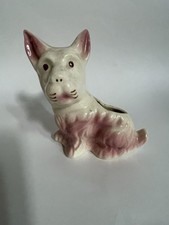 VTG West Highland Scottish Terrier Ceramic Planter Pink  Cream Some Crazing