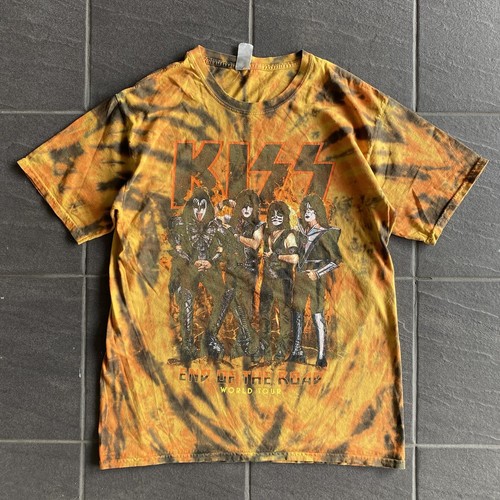 KISS End of the Road Tour T Shirt Size L Tie-Dye Band Tee 2019 Gildan