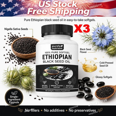 #ad #ad Ethiopian Black Seed Oil Softgels 4.64% Thymoquinone Gluten Free 60 capsules $5.98