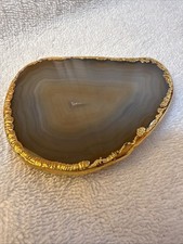 Vintage Belt Buckle Polished Wrapped Agate Geode Slab Gold Tone 3.25  X 2.5  