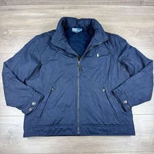 Vtg 90s Polo by Ralph Lauren Fleece lined Harrington Full Zip Jacket Men XL Navy