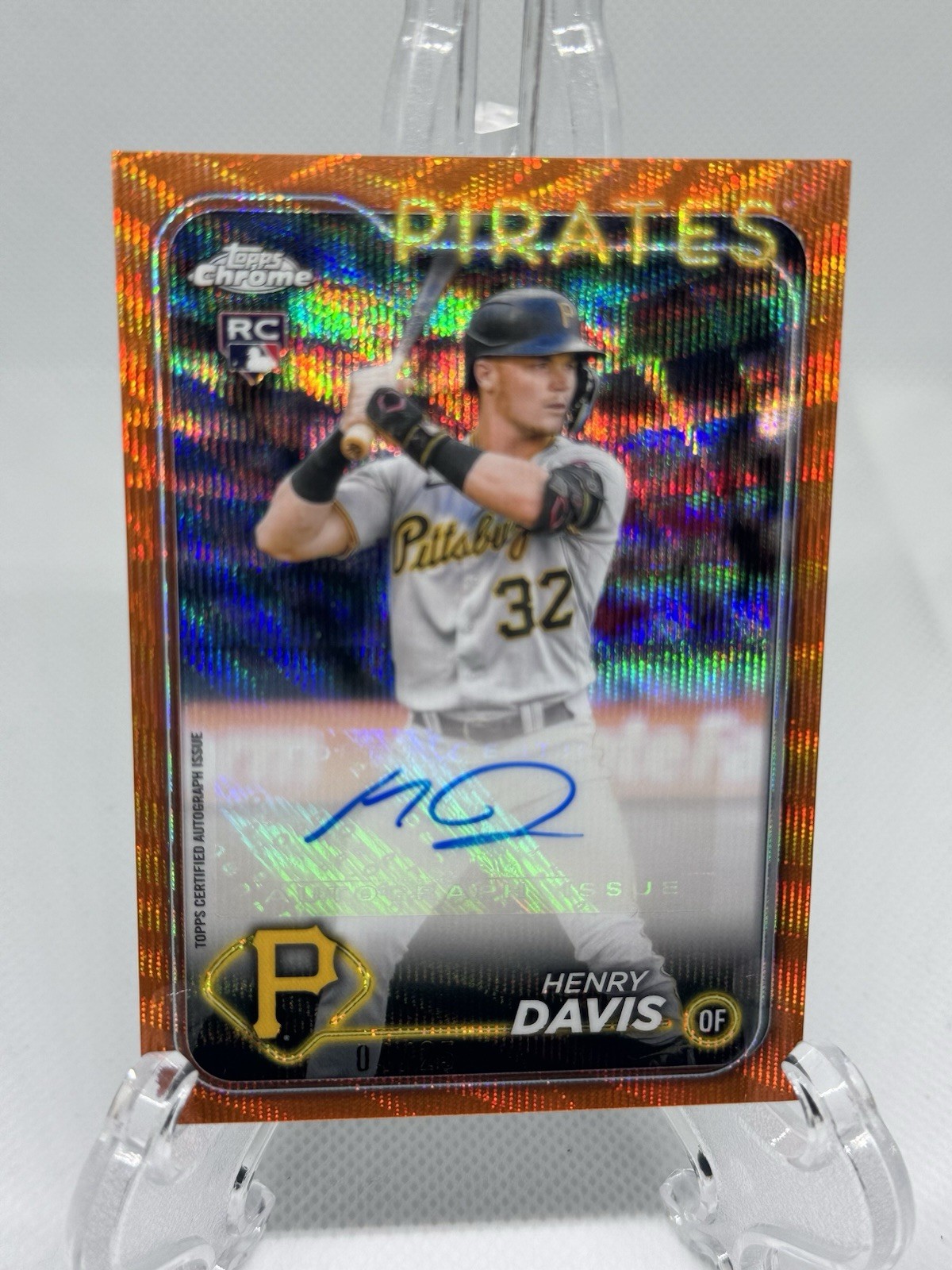 2024 Topps Chrome Rookie Auto Henry Davis #RA-HAD Orange Wave Refractor /25