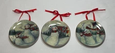 Set of 3 MWW Market Susan Winget Enchanted Snowmen Mini-Plates 4.5"