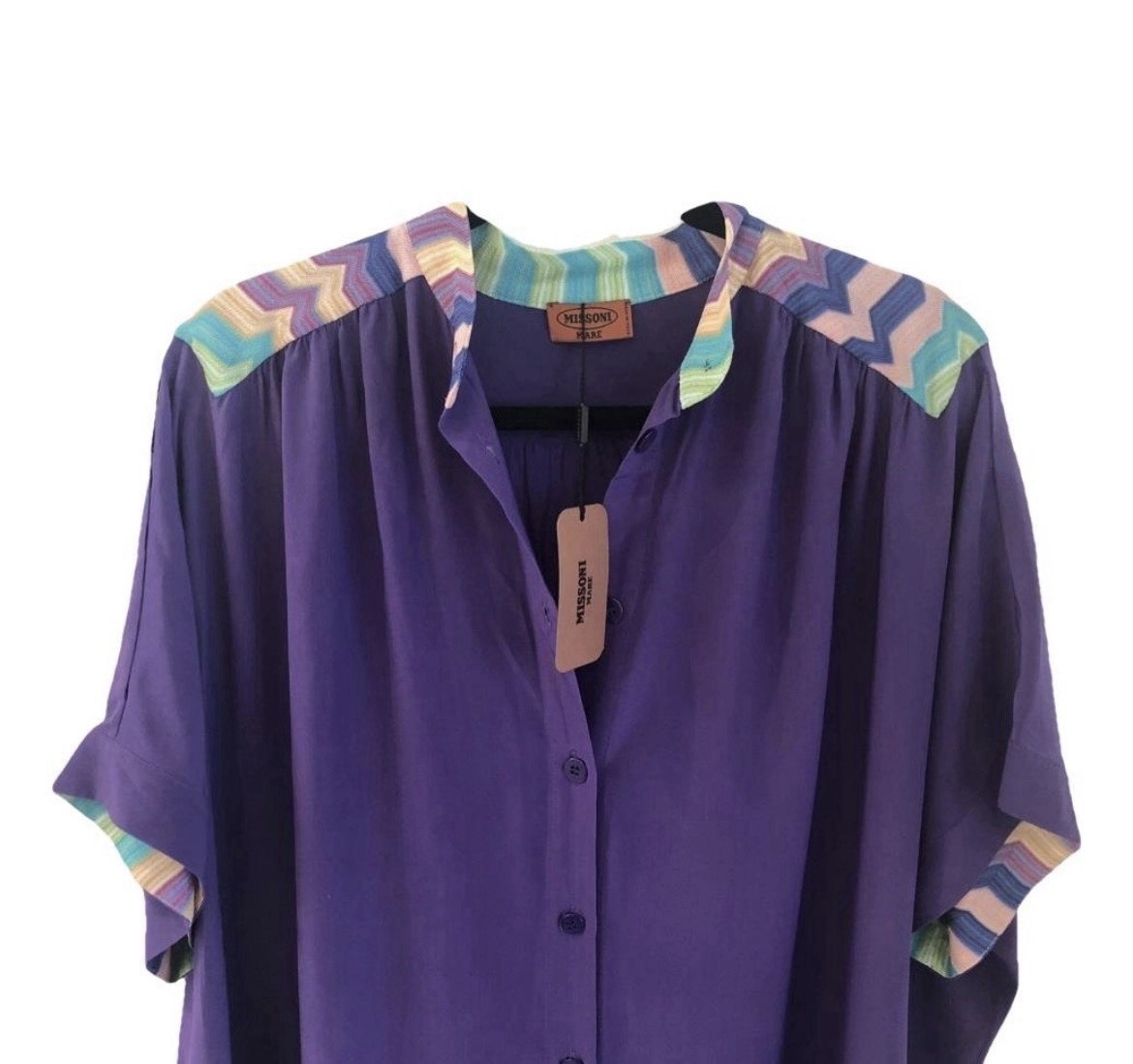 Missoni Mare Oversized Purple Silk Maxi Dress Size IT 40 New with image 2