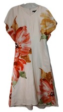 Maggy London Womens Size 6 Floral Print Flutter Sleeve Midi Satin Dress