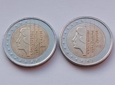 Netherlands 2 euro coins lot x 2 pcs years 1999 & 2000 VF