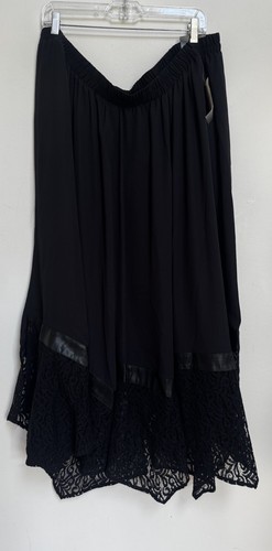 Black Maxi Skirt 2X Lace Asymmetric Shark Bite Whimsigoth Witchy Dark Fairy - Picture 2 of 24
