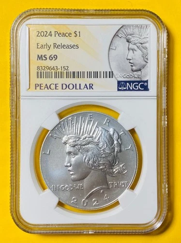 2024 U.S. PEACE SILVER DOLLAR $1 COIN (NGC-Graded MS69) Uncirculated, Mint State