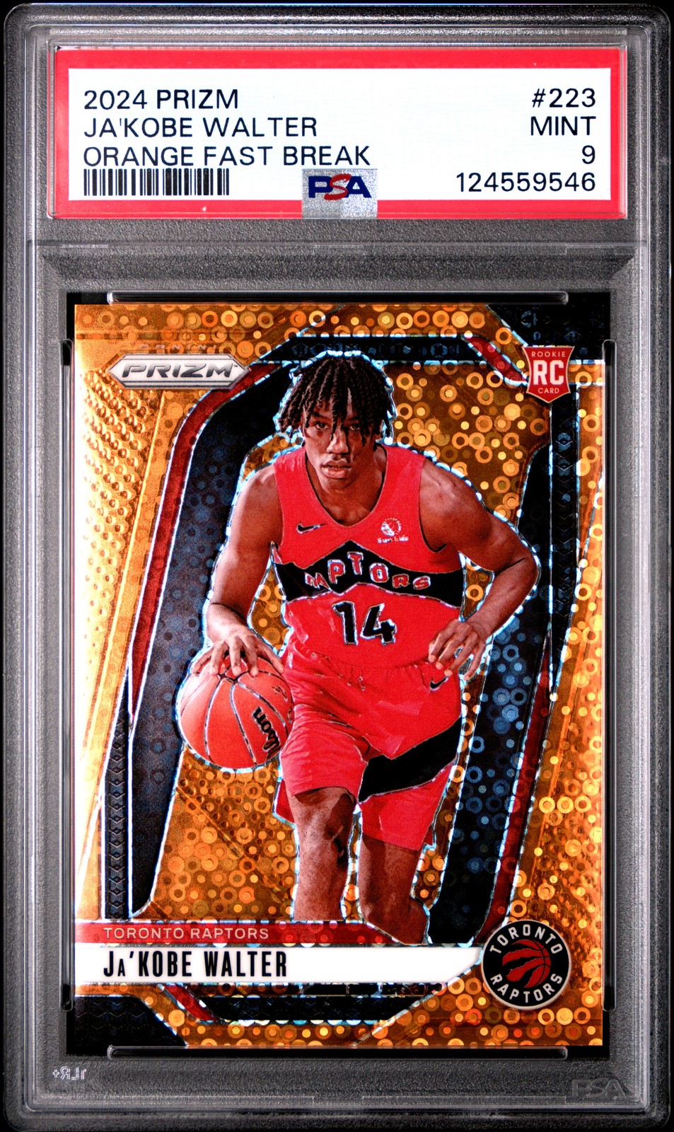 2024 PANINI PRIZM ORANGE FAST BREAK #223 JA'KOBE WALTER 10/125 PSA 9