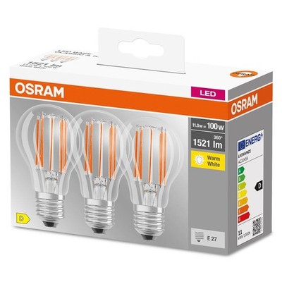 Osram LED Lampe Sockel E27 Warm weiß 2700 K 11 W Ersatz für 100 W Glühbirne klar
