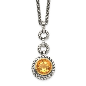Authentic Sterling Silver Gold-tone Flash Gold-plated 18 inch Antiqued Round