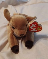 WHISPER The Deer ~ TY Beanie Babies 6" Plush Deer Toy Stuffed Animal with Tag.