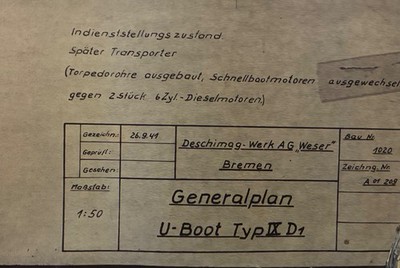 Uboot plan Typ IX D Generalplan 1:50
