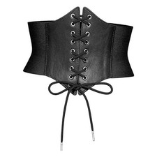 Women's Corset Belt Lace-Up Tied Elastic Waist Belt Renaissance X-Large Black