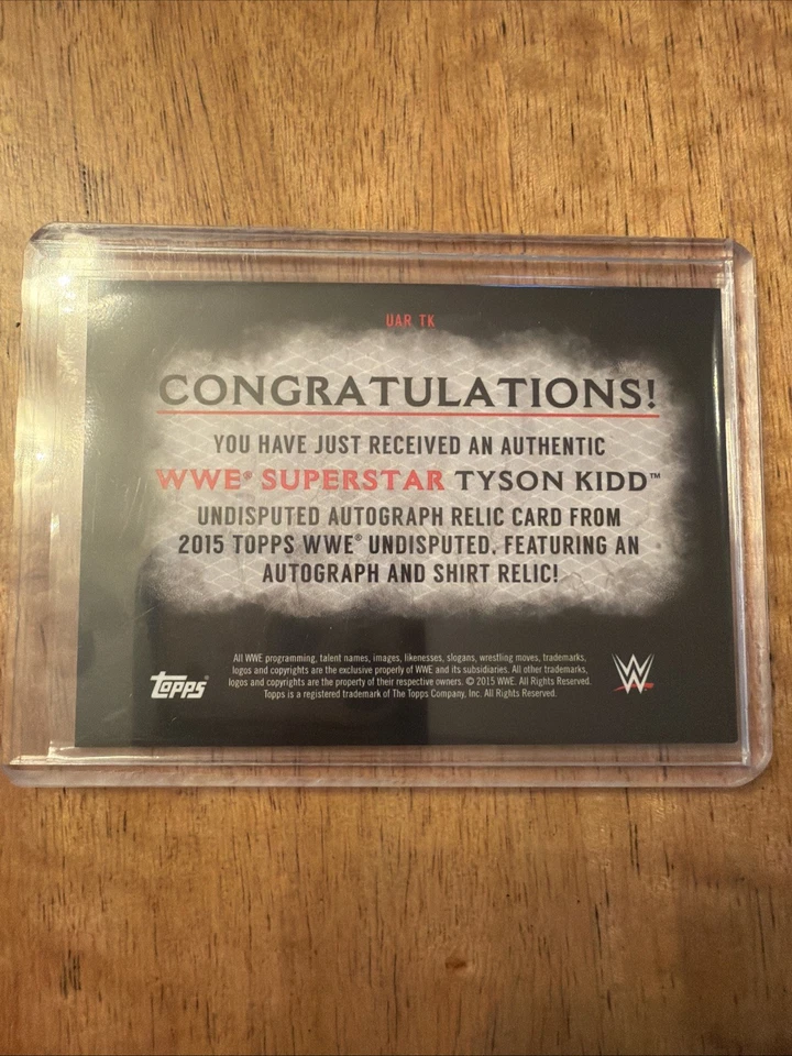 2015 Topps WWE Undisputed Wrestling Tyson Kidd Superstar Shirt Relic Auto! - Image 2 of 2