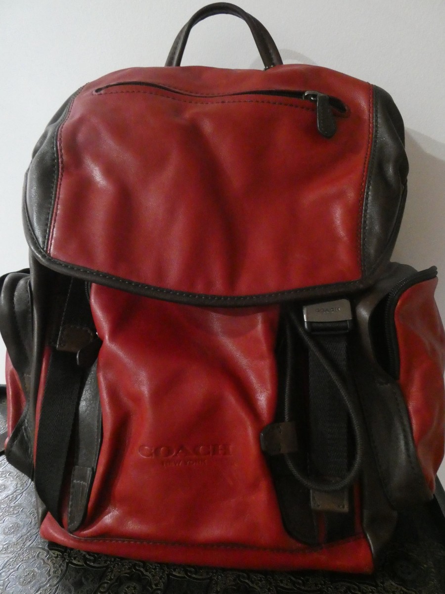 Coach Authentic Vintage Red/Brown Soft Leather Large Backpack Unisex