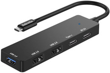 5 Ports USB C Hub, USB C to USB Hub with USB 3.0, USB C Multiport Adapter Hub wi