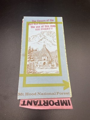 Vintage Mount Hood National Forest Map With Insert 1974 Oregon