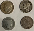 LOT OF FOUR (4) US MINT SILVER DIMES :: 1890 Liberty Seated appears aboutEF $35