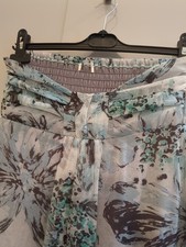 Size 10 Strapless Maxi Dress Lined Elasticated Back Soft Grey Blue Florals