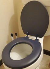 Soft Vinyl Toilet Seat 17 In Standard Round Padded Cushion Easy Install Navy New
