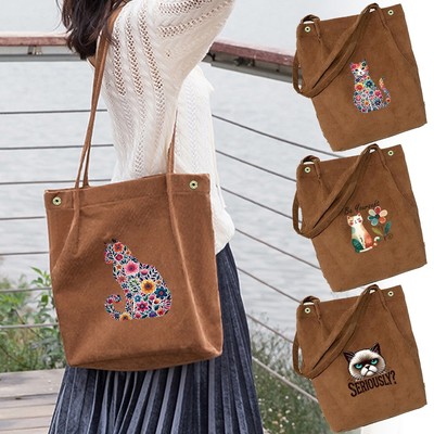 Bedruckte Canvas Cord Beuteltaschen Handtasche Damen Kuriertasche Schultertasche Reise