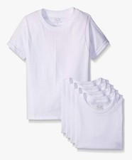 Fruit of the Loom Boy's Large 14/16 White Crew T-Shirt Short Sleeve Set Of 5 NEW