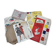 Vintage Sewing Ephemera Lot, Tracing Paper, Singer Bag, McCall's Pattern 1960s