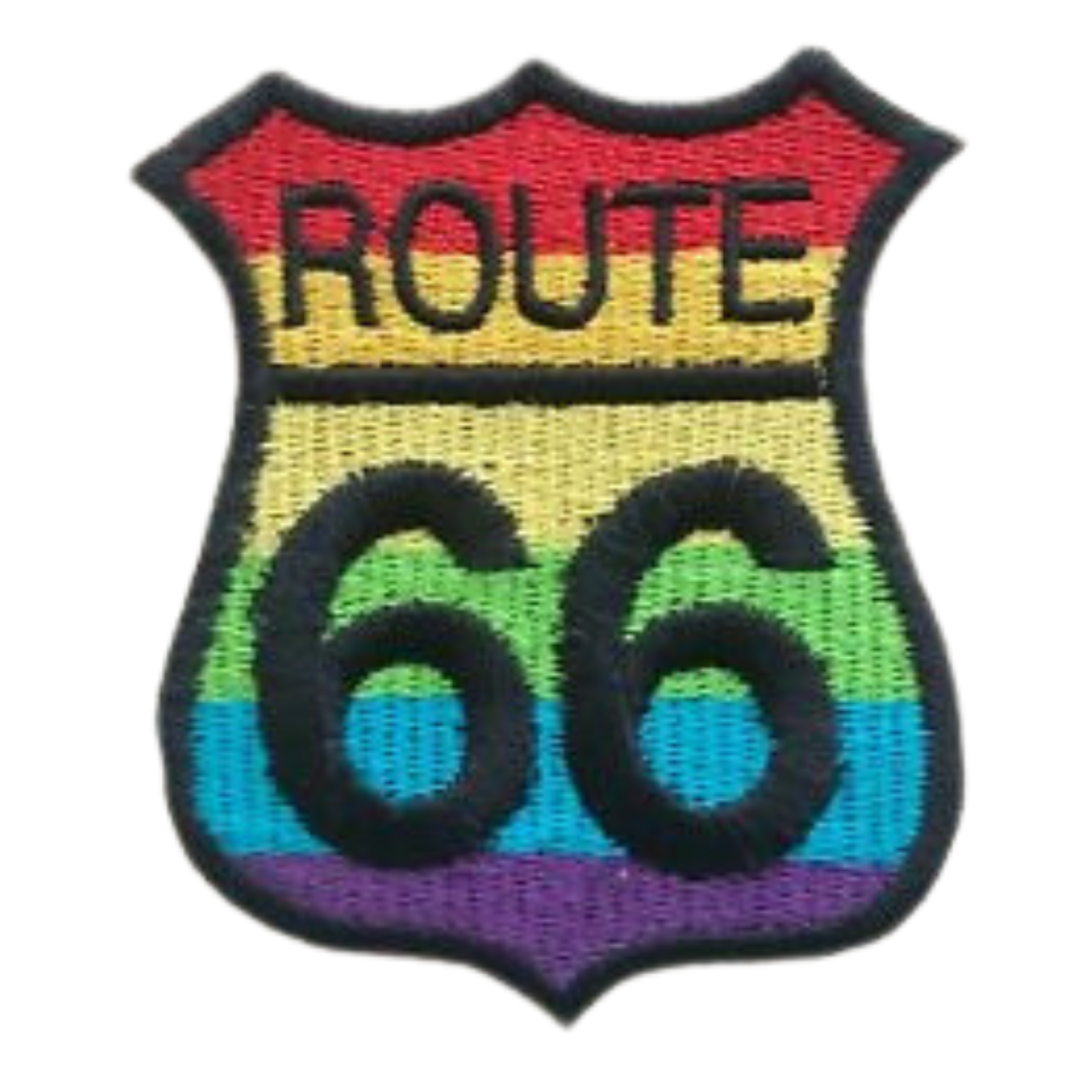 Vintage Route 66 Rainbow Iron-On Sew-On Embroidered Patch
