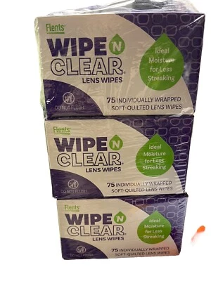 Flents Wipe n' Clear Lens Wipes Pack of 75 Wipes Pack of 3 | Total 225 ct