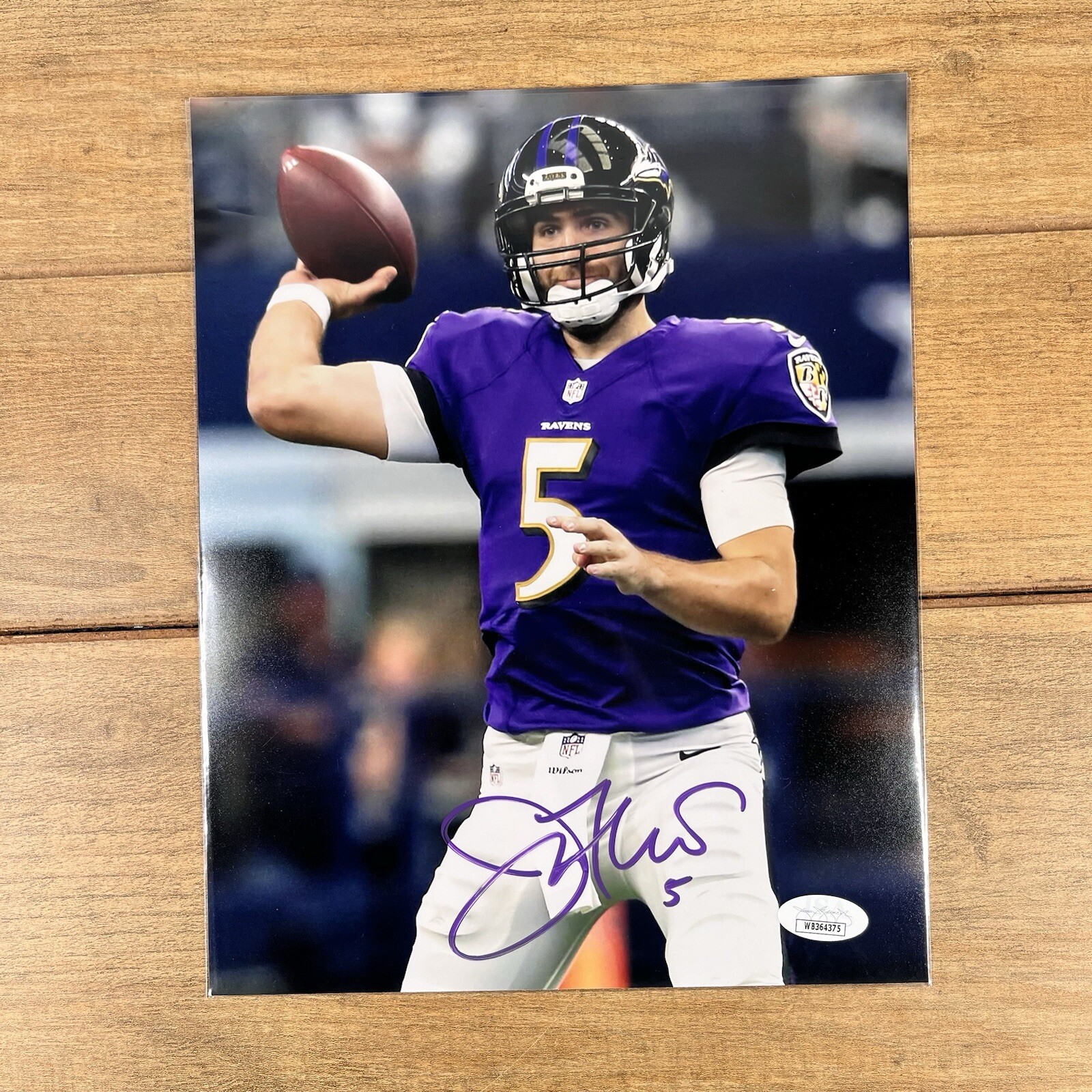 Joe Flacco Autographed Signed Baltimore Ravens Ravens Browns 8x10 Photograph Super Bowl Champ COA JSA 
