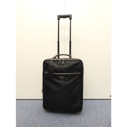 Prada Saffiano Travel Carry Bag Case Suitcase Leather Black 50x37x21cm pre-owned