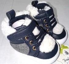 FIRST STEPS vinyl BABY BOOTS navy/white size 1 0-3 months