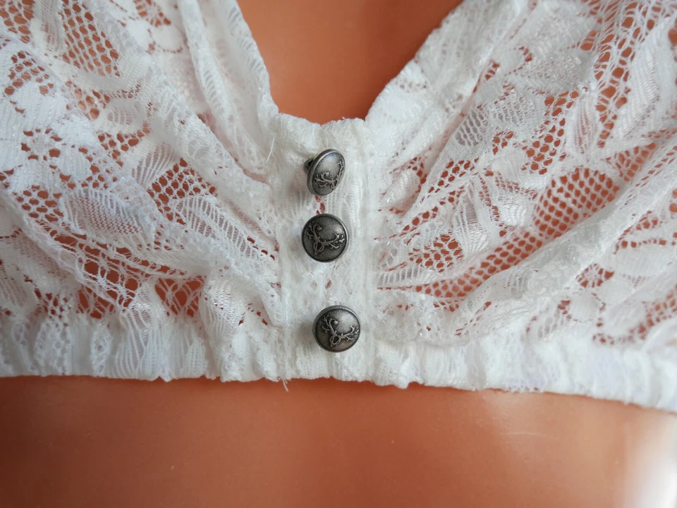 CocoVero Dirndl Bluse Silvie Gr. 38, Designer, Stehkragen Herzausschnitt Spitze - Bild 2 von 4