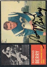 1962 Topps HOF  Baltimore Colts Raymond Berry IP Autograph Signed Card