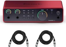 Focusrite Scarlett 2i2 4th Gen 2x2 USB Audio Interface Bundle with 2 XLR Cables