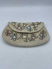 Vintage K G Charlet Floral Beaded Bag Clutch Purse 8  L X 6  H