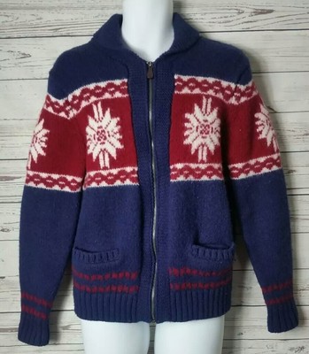 men's red zip up cardigan