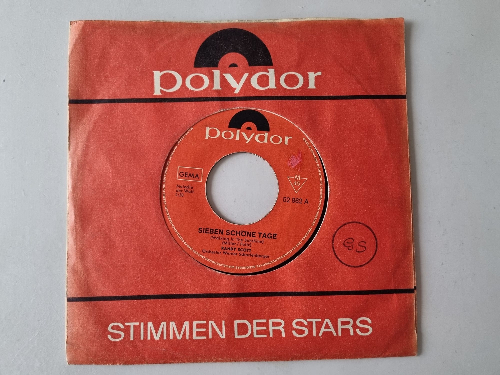 Randy Scott - Sieben Schöne Tage 7'' Vinyl Germany