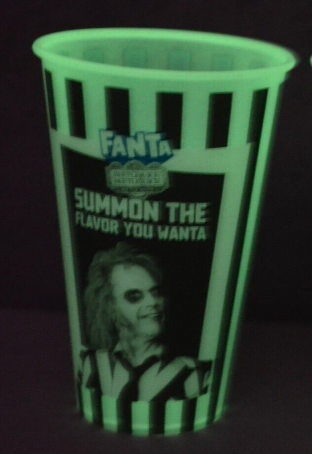 1x Fanta Beetlejuice Glow In The Dark Plastic Mug 470ml Michael Keaton 2024
