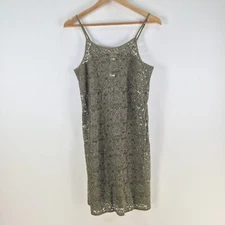 M A Dainty womens pencil dress size 10 khaki green floral lace sleeveless 107500